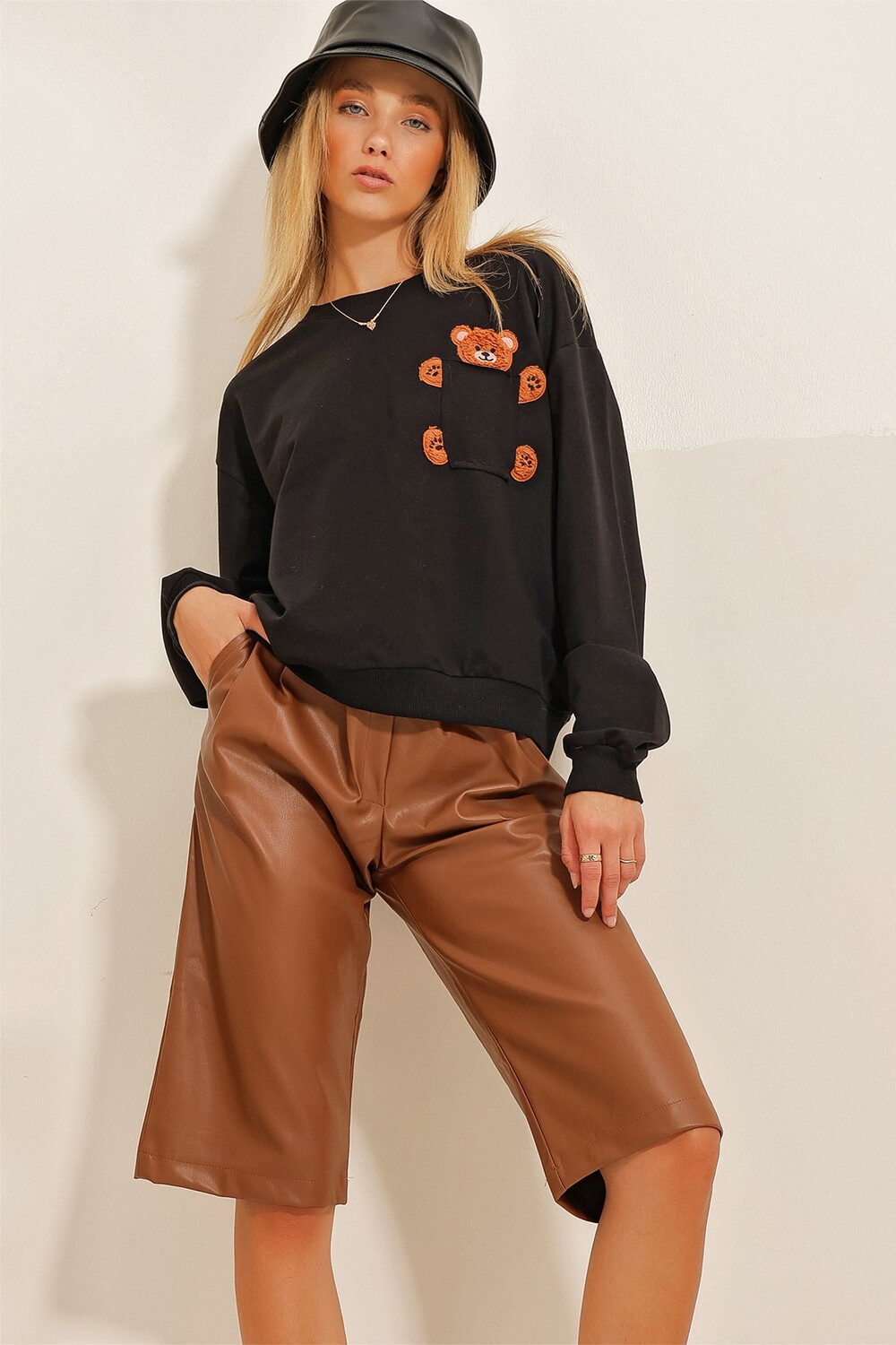 

Толстовка - Черный - Oversize Trend Alaçatı Stili, черный