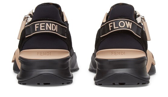 

Низкие кеды из черного нейлона и замши Fendi, темно-серый