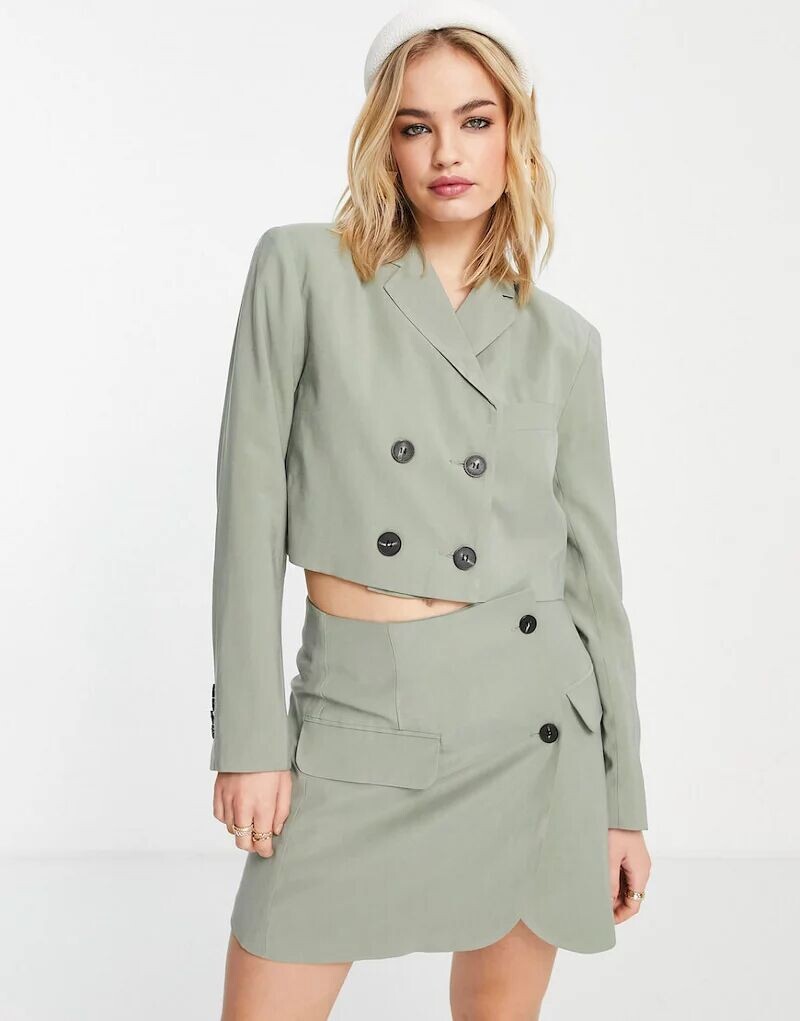 

Элегантная шалфейная мини-юбка с запахом Topshop