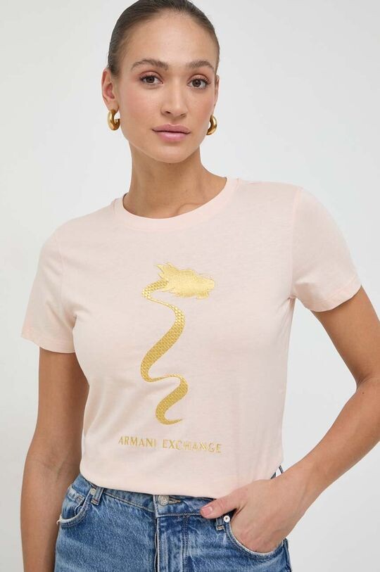 

Хлопковая футболка Armani Exchange, розовый