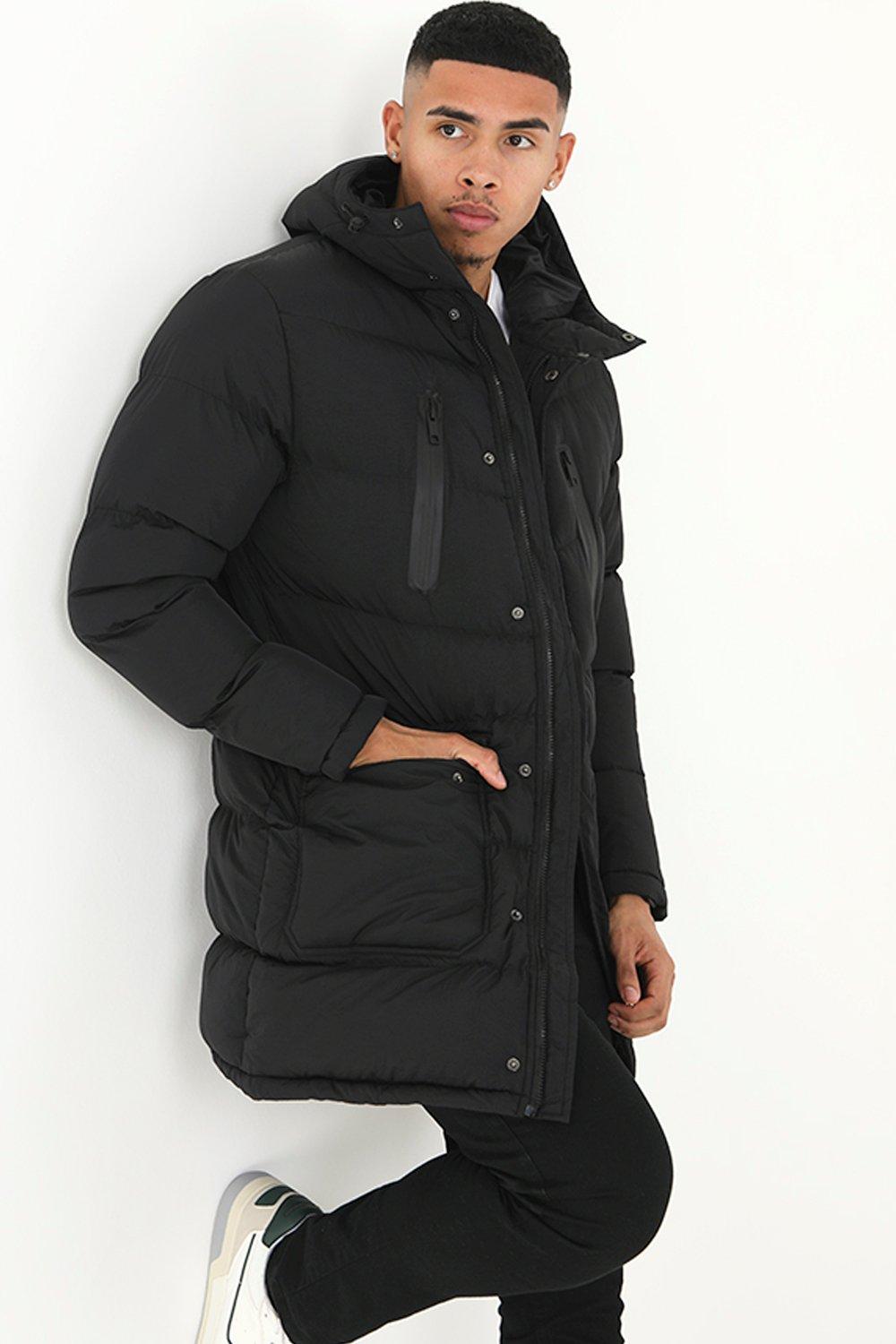 Удлиненная дутая куртка 'Todd' с капюшоном Brave Soul, черный
