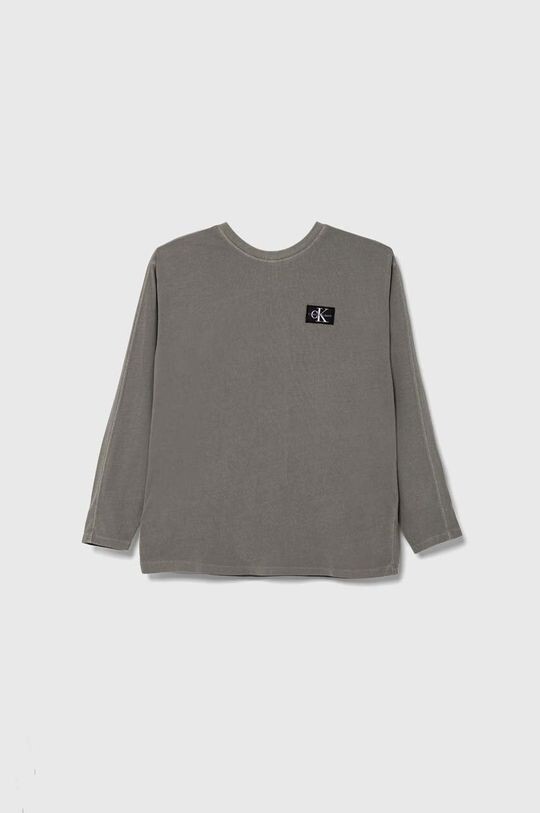 

Хлопковая рубашка с длинными рукавами для мальчиков и девочек Calvin Klein Jeans, серый