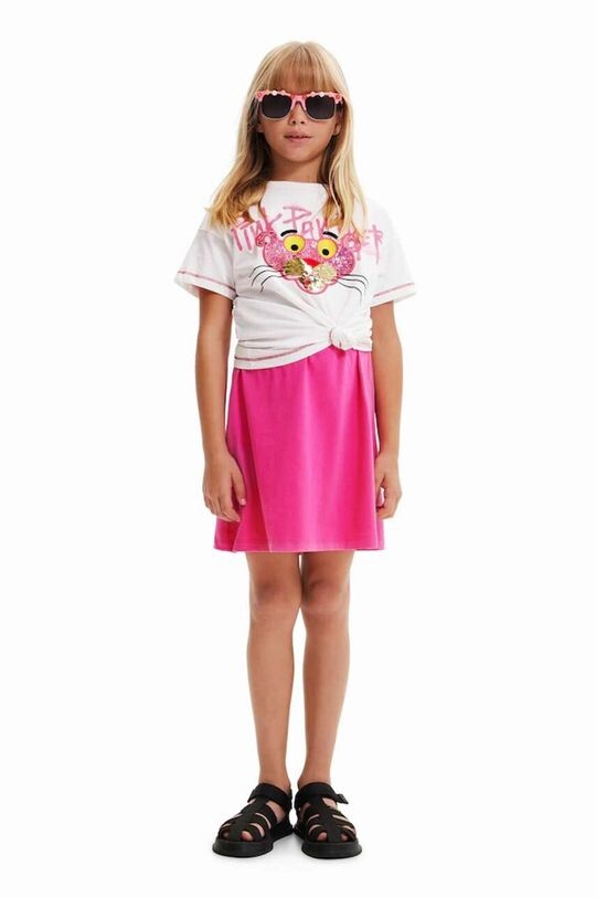 

Детская хлопковая футболка Pink Panther Desigual, белый