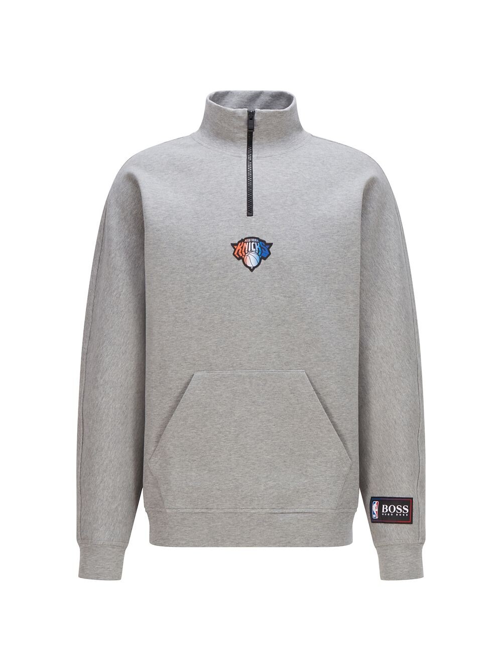 

Толстовка Knicks Basketball Team Zone с молнией на четверть BOSS, серый