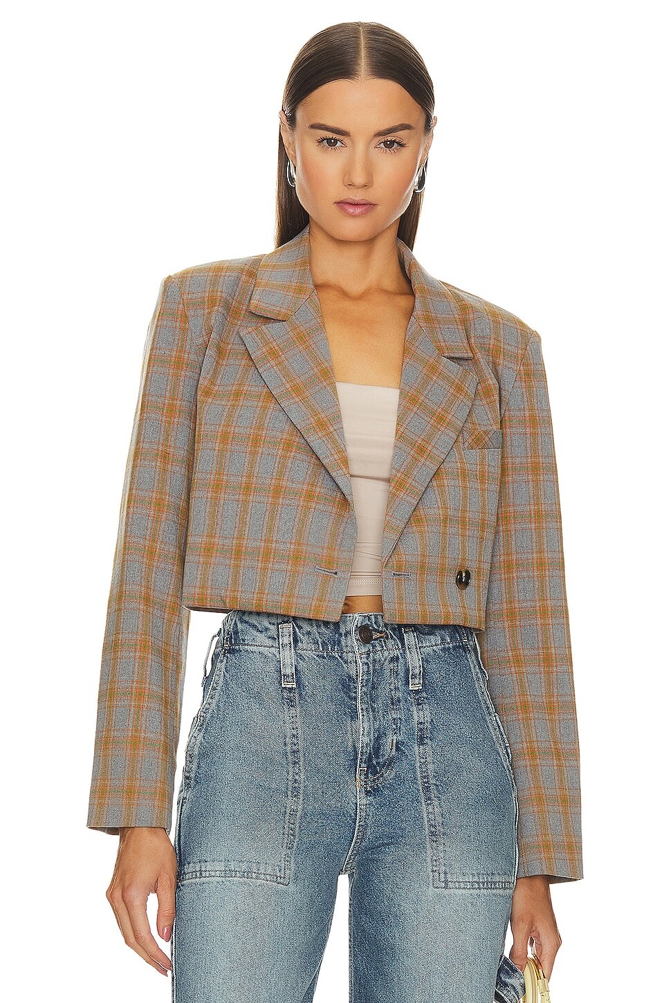 

Пиджак Steve Madden Rupi Cropped, цвет Grey Plaid