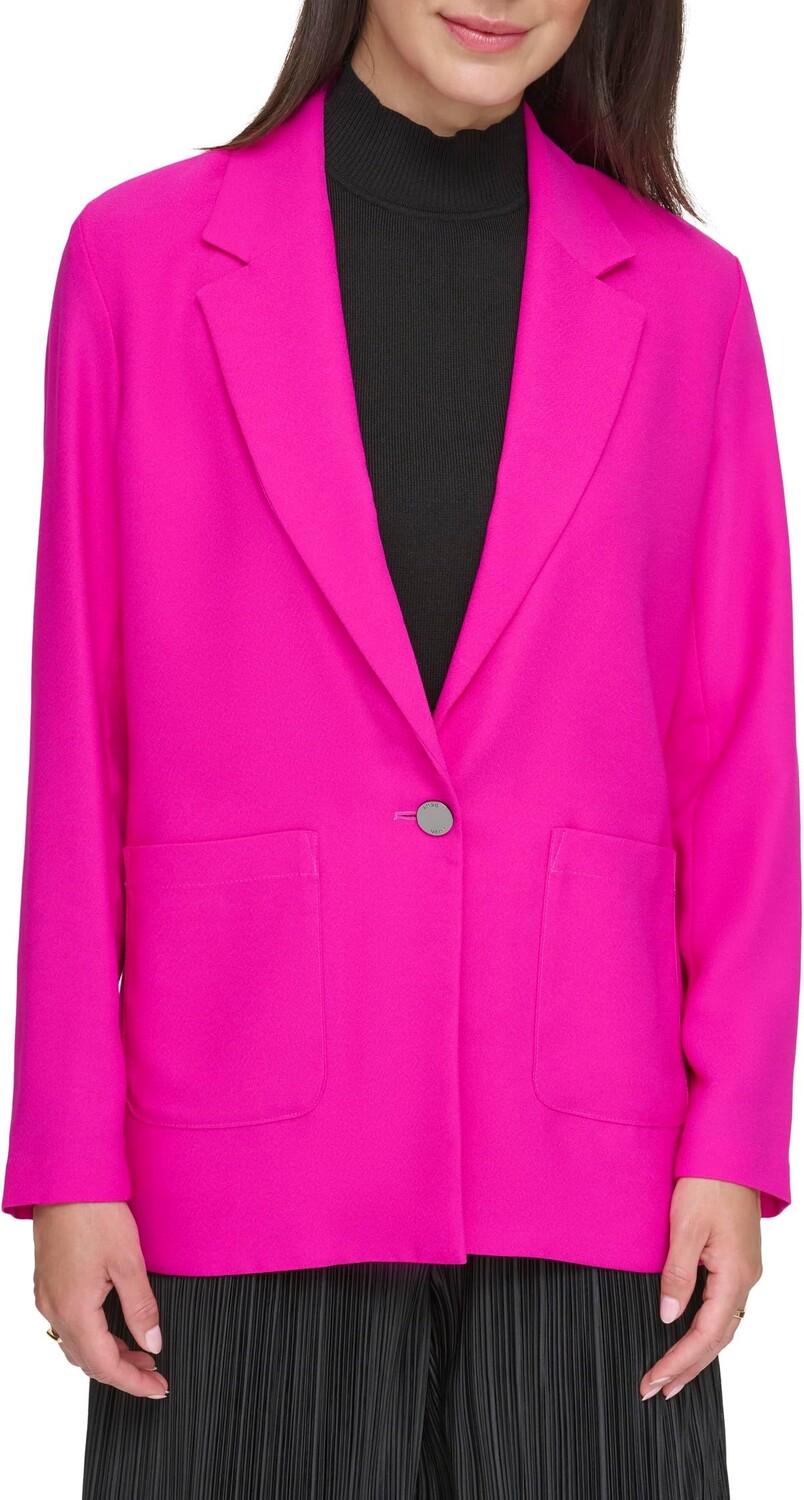 

Атласный пиджак с длинными рукавами и двумя карманами DKNY, цвет Electric Fuchsia