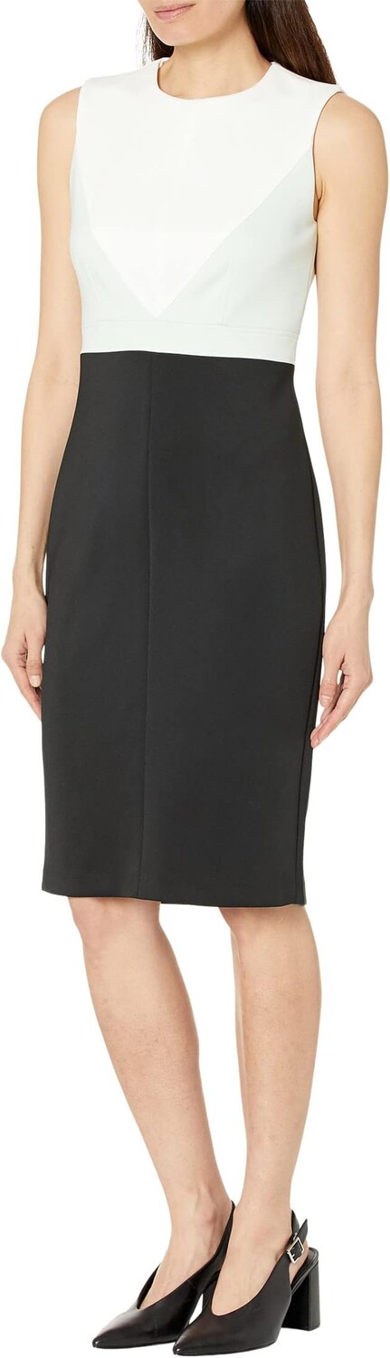 

Платье Scuba Sheath with Color-Block Detail Calvin Klein, цвет Black Celadon
