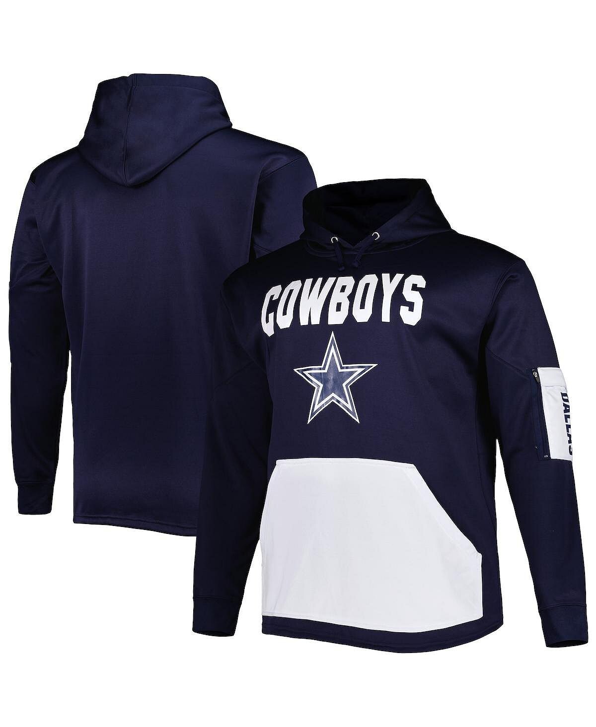 

Мужской темно-синий пуловер с капюшоном с логотипом Dallas Cowboys Big and Tall Fanatics