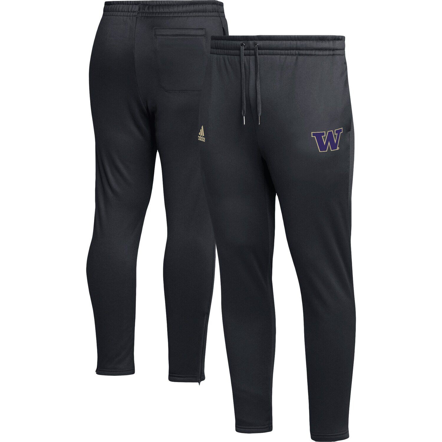 

Мужские черные зауженные брюки Washington Huskies AEROREADY adidas, Черный