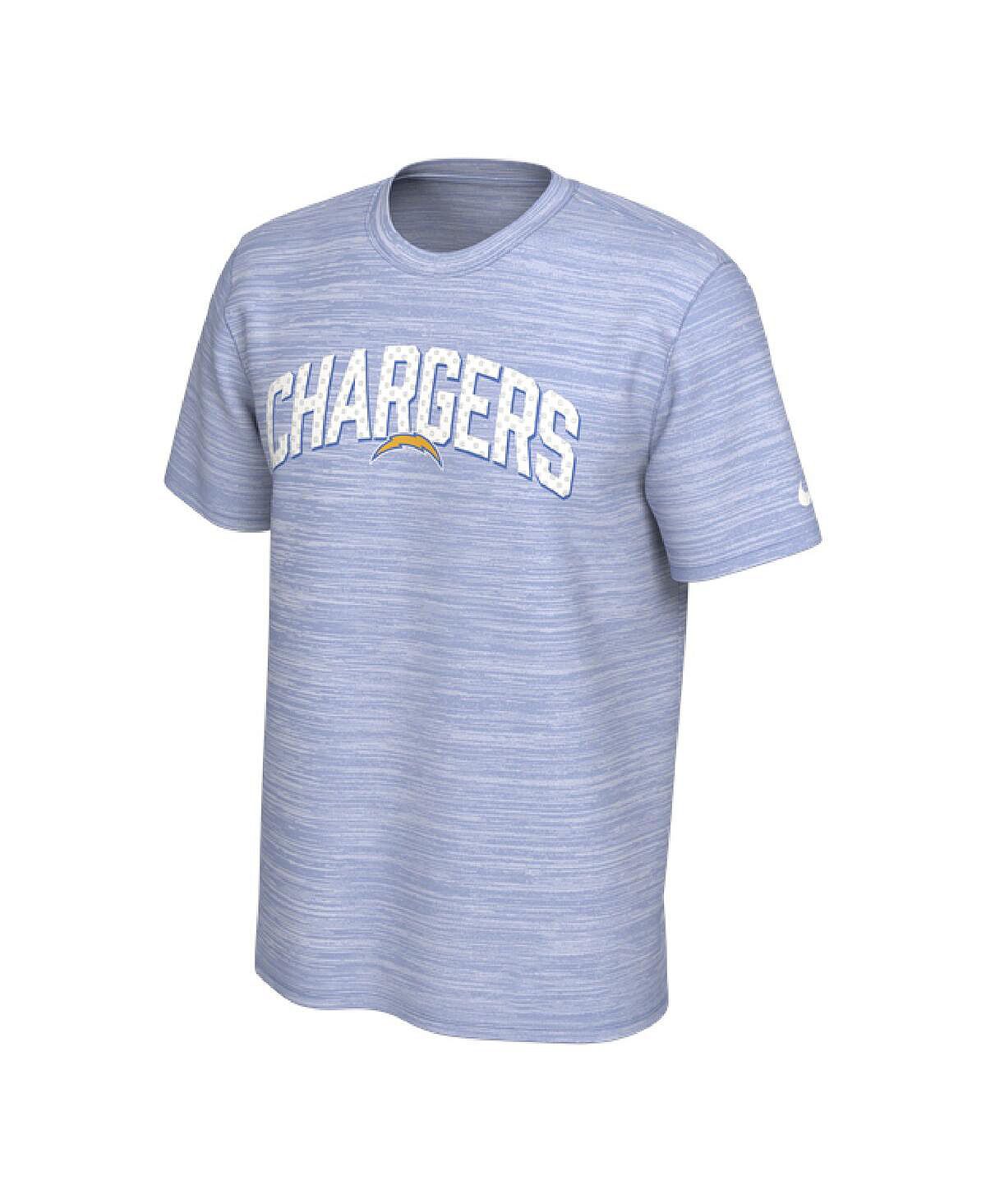 Мужская пудрово-синяя футболка Los Angeles Chargers Sideline Velocity Athletic Stack Performance Nike