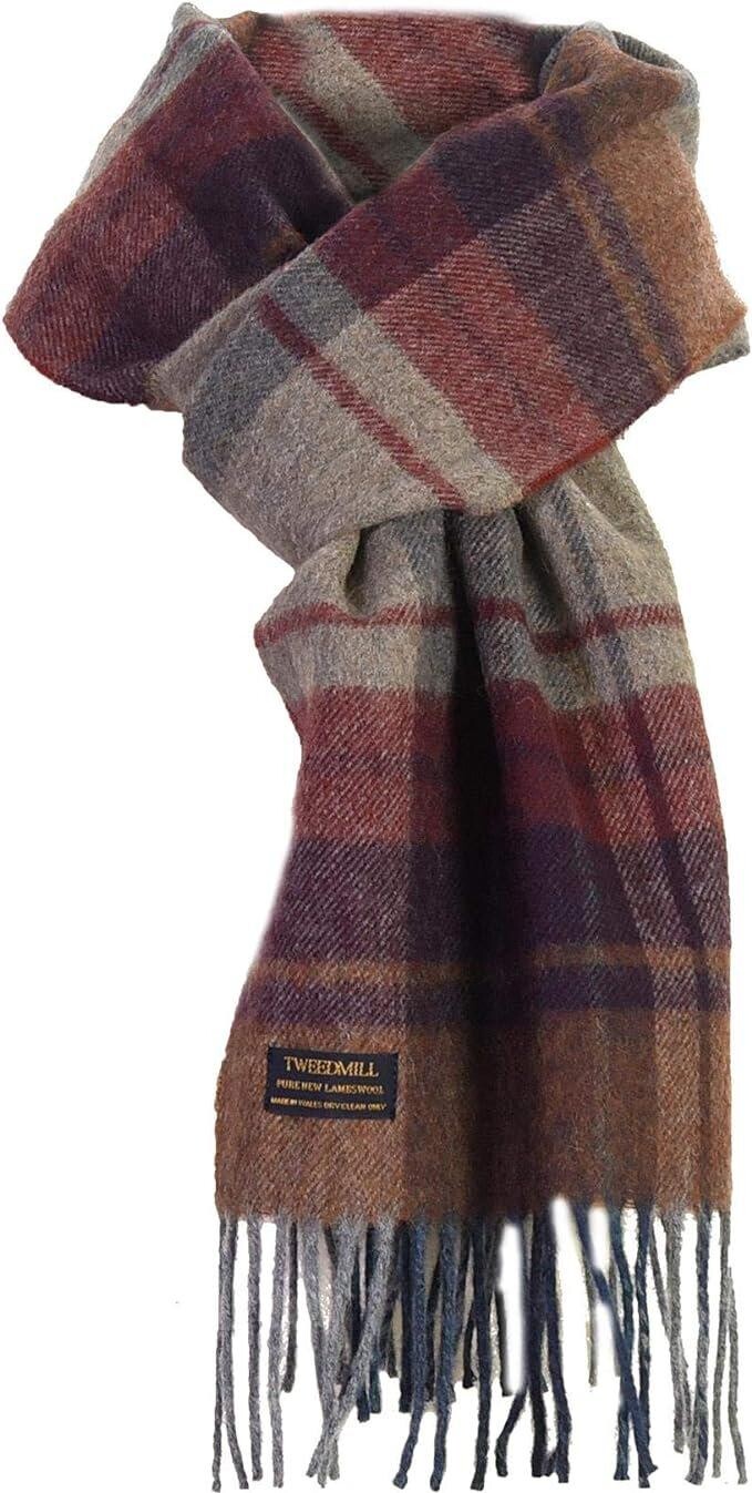 

Шарф из овечьей шерсти с бахромой в клетку Арран Tweedmill, мультиколор