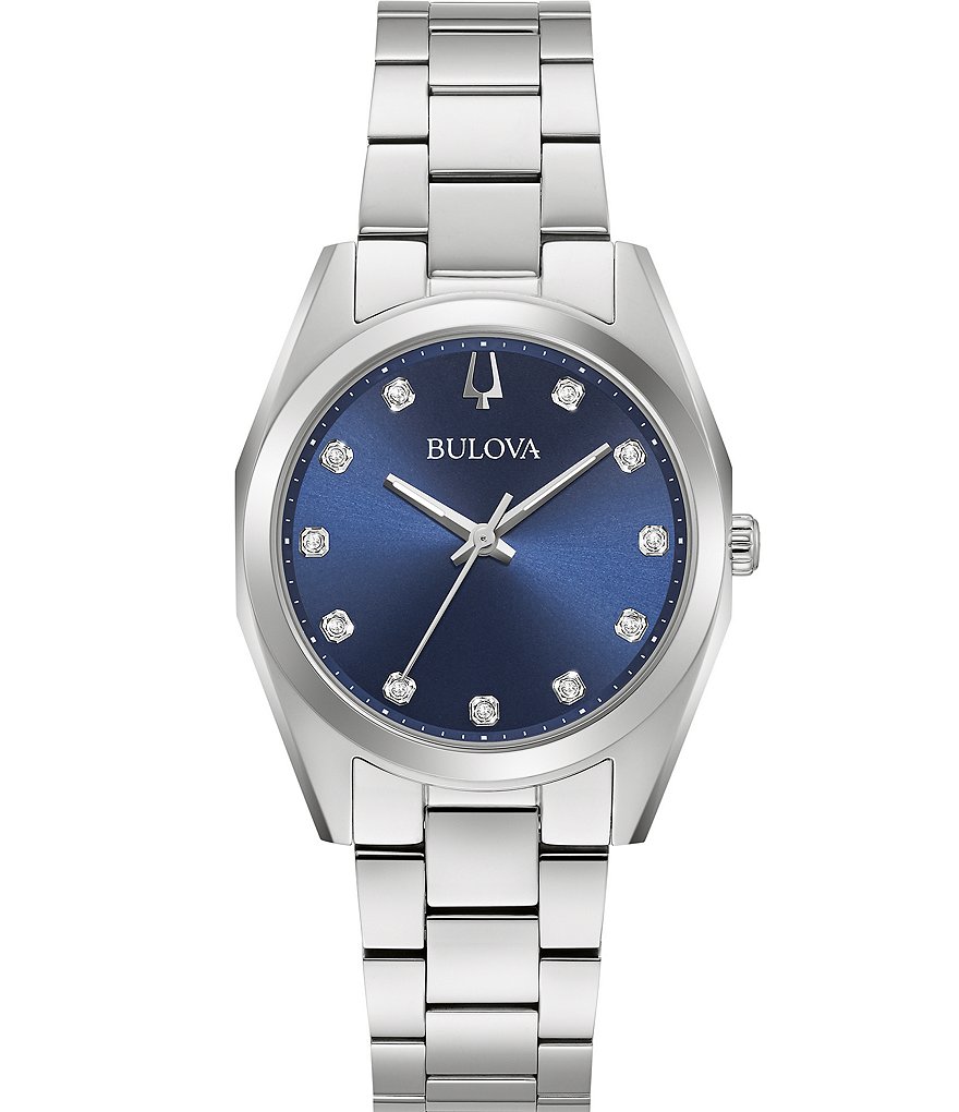 цена Bulova Женские кварцевые аналоговые часы-браслет из нержавеющей стали Surveyor, серебро