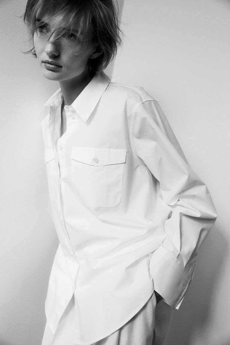 Блузка-Рубашка из поплина H&M, белый