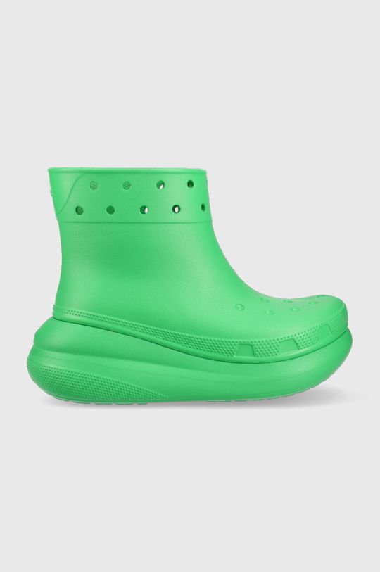 Резиновые сапоги Classic Crush Rain Boot Crocs, зеленый цена и фото