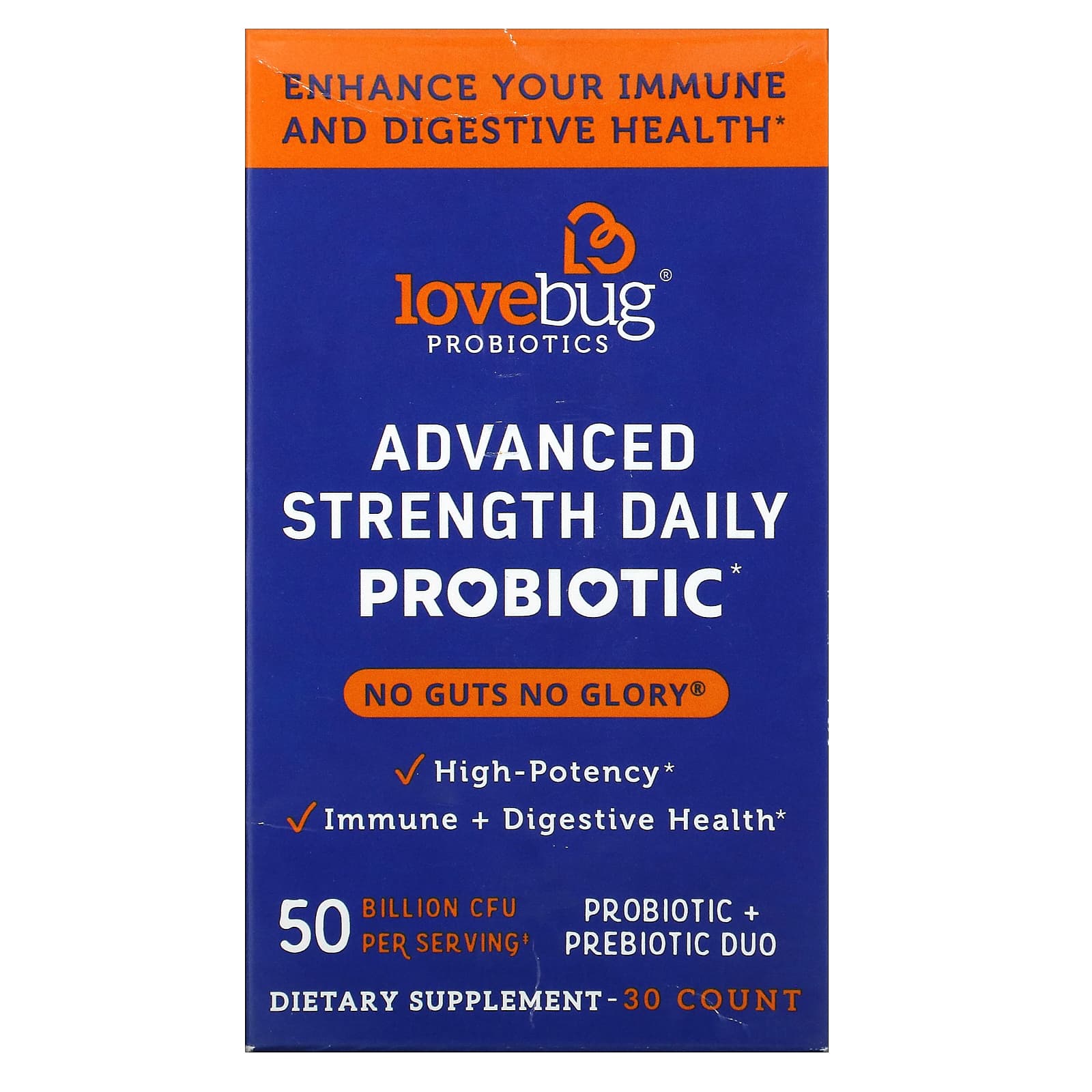 

Advanced Strength, пробиотик для ежедневного приема, 50 млрд КОЕ, 30 штук, LoveBug Probiotics