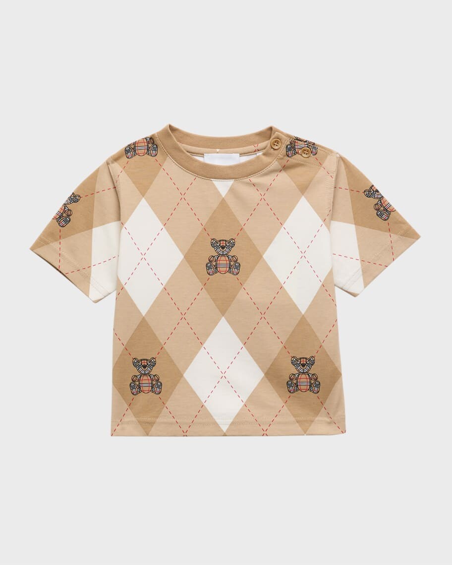 

Футболка для мальчика Cedar Argyle Thomas Bear с принтом, размер 6M-2 Burberry