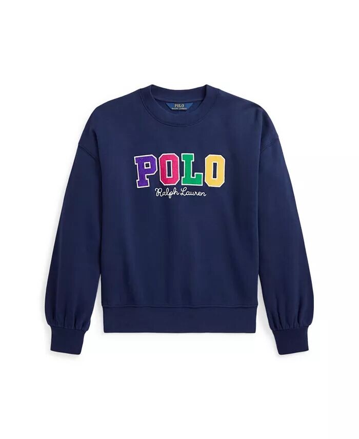 

Вельветовый флисовый свитшот с логотипом Big Girls Polo Ralph Lauren, синий