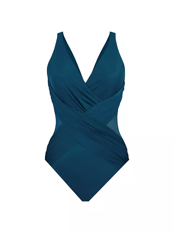 

Цельный купальник Illusionists через плечо Miraclesuit Swim, цвет nova green