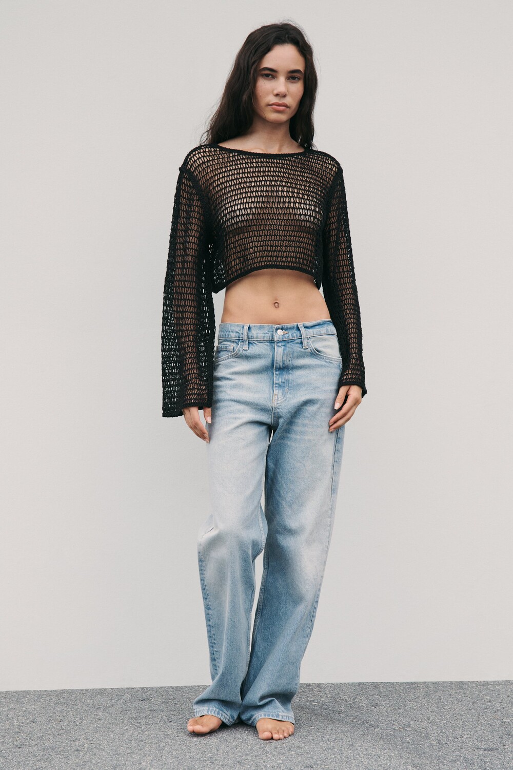 

Свитер крючком Zara, черный