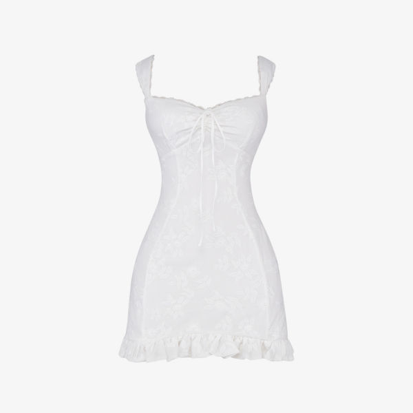 Платье мини «Одесса» из смесового хлопка с цветочной вышивкой House Of Cb, белый