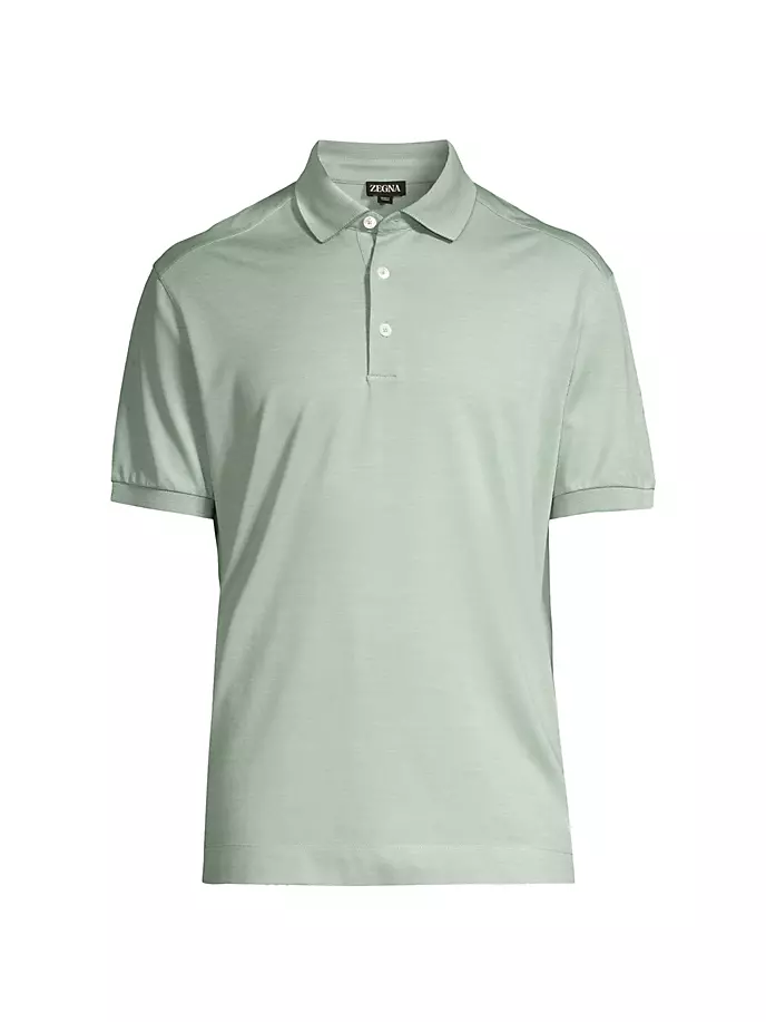 

Рубашка-поло из хлопка и шелка Zegna, цвет agave green