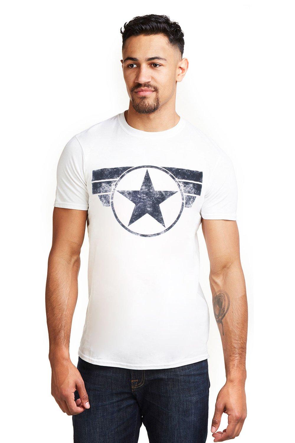 Хлопковая футболка с логотипом «Капитан Америка» Marvel, белый хлопковая футболка с логотипом капитан америка marvel белый