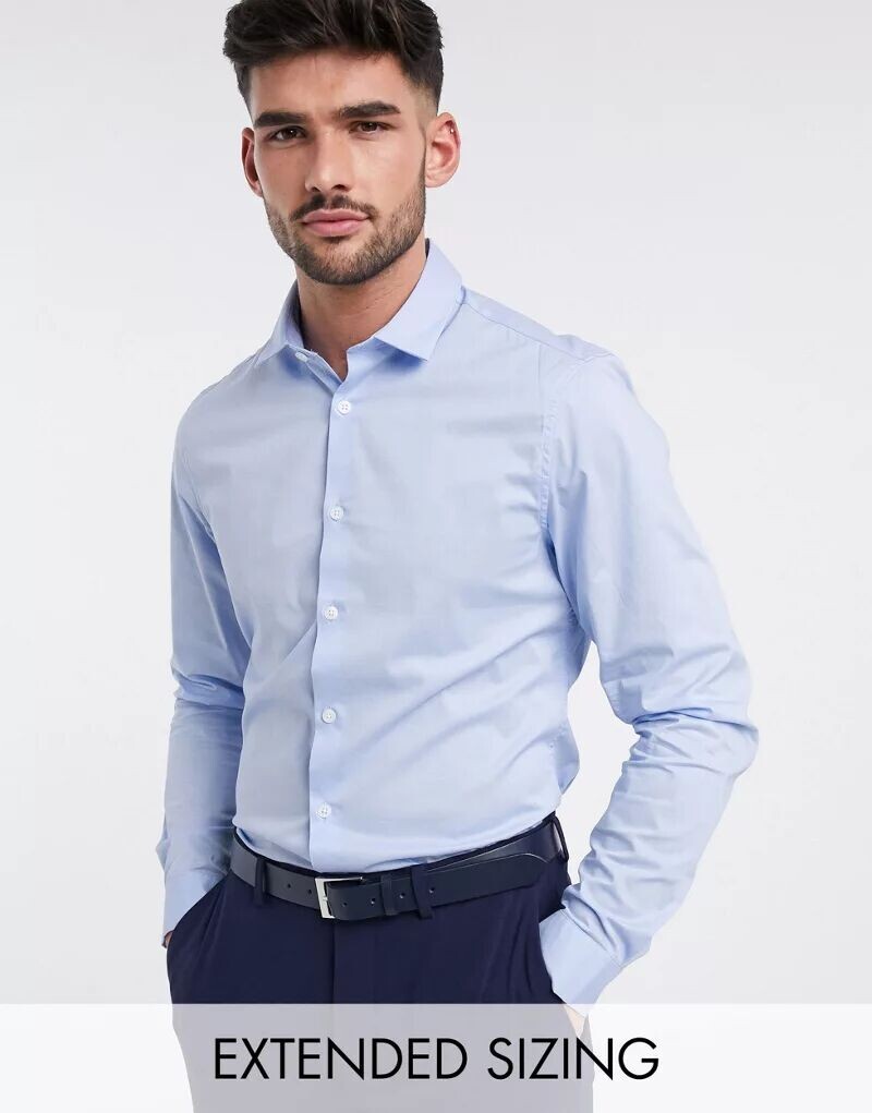 

Синяя узкая эластичная рубашка ASOS