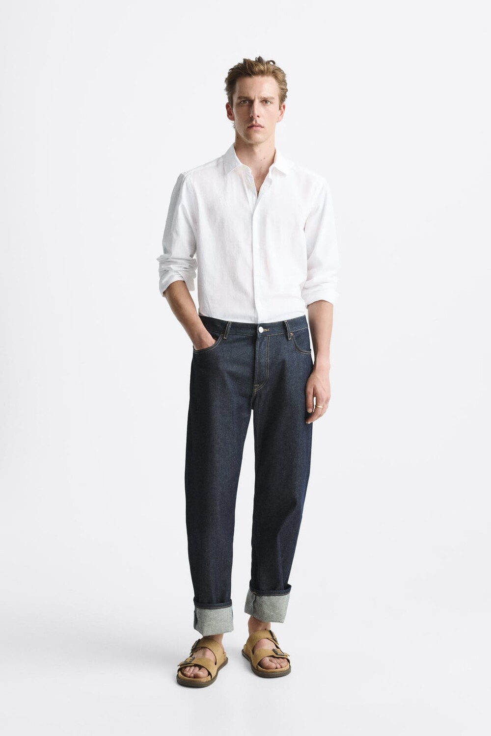 

Текстурированная рубашка ZARA, белый