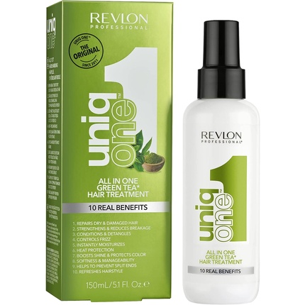 Uniq One All In One Средство для ухода за волосами Зеленый чай 150 мл, Revlon мультифункциональная маска спрей uniq one для ежедневного ухода за волосами 150 мл