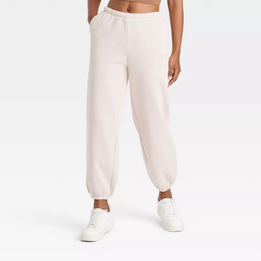 

Женские флисовые спортивные брюки Jogger средней посадки с завязками - JoyLab, цвет Cream