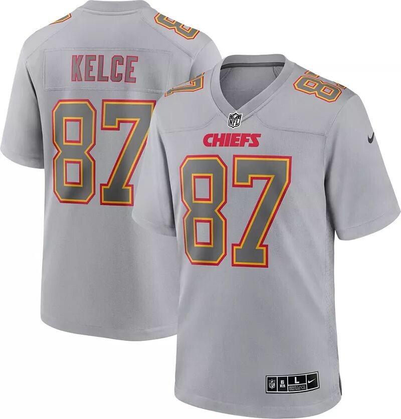 

Мужское джерси Nike Kansas City Chiefs Travis Kelce #87 Atmosphere Grey Game