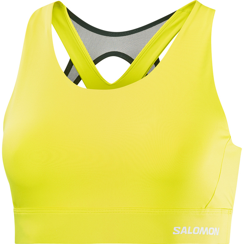Женский спортивный бюстгальтер для кросс-бега Salomon, желтый флуоресцентный зеленый предупреждающий ремень для ночного бега езды на велосипеде бега