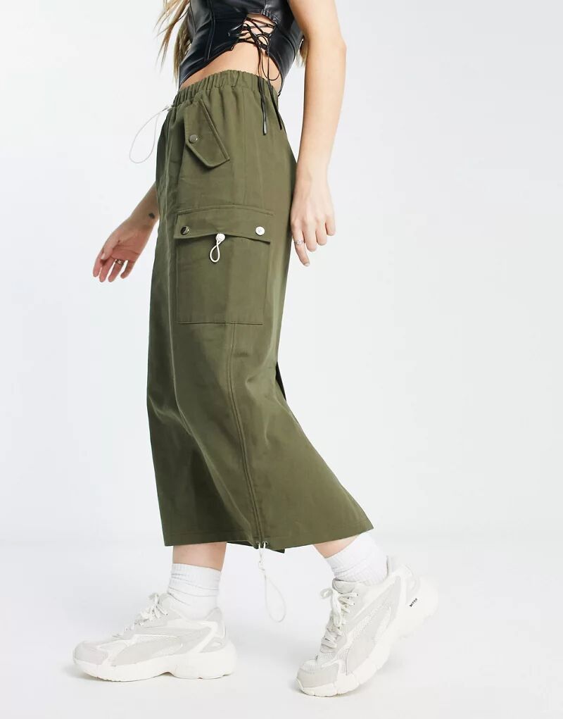 Юбка-макси цвета хаки с кулиской Simmi Simmi Clothing