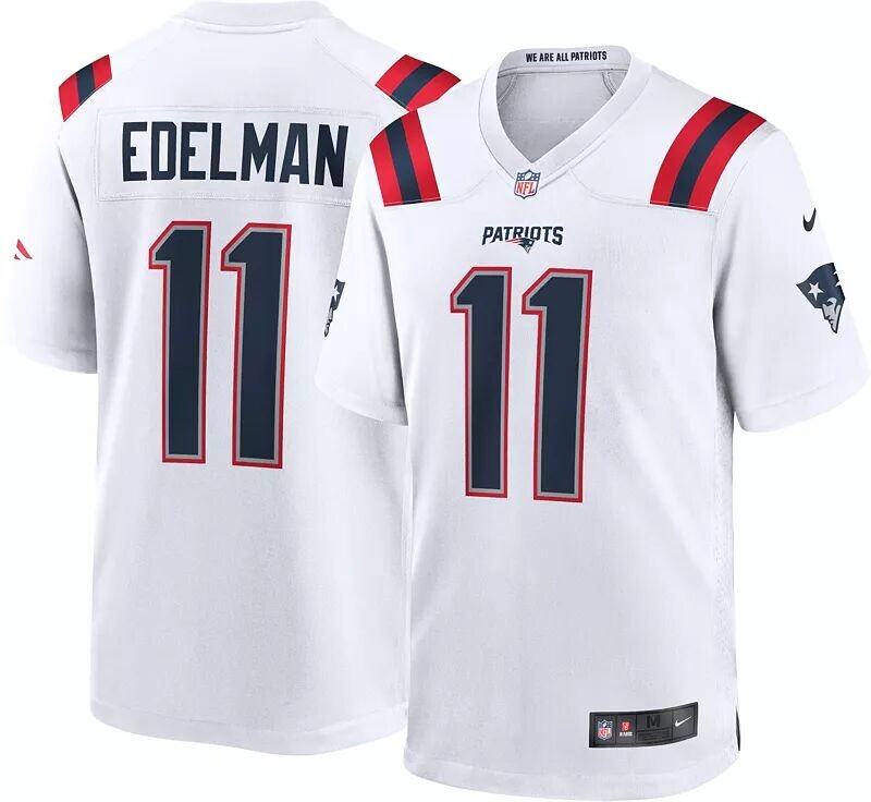 

Мужская белая игровая майка Nike New England Patriots Джулиана Эдельмана № 11