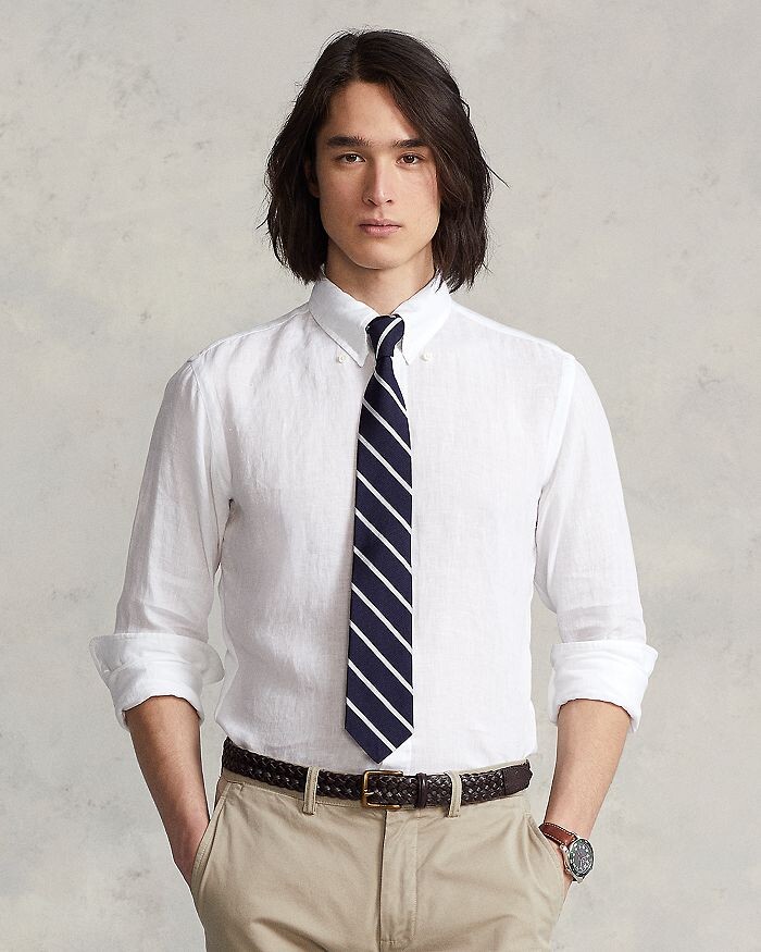

Льняная рубашка на пуговицах индивидуального кроя Polo Ralph Lauren