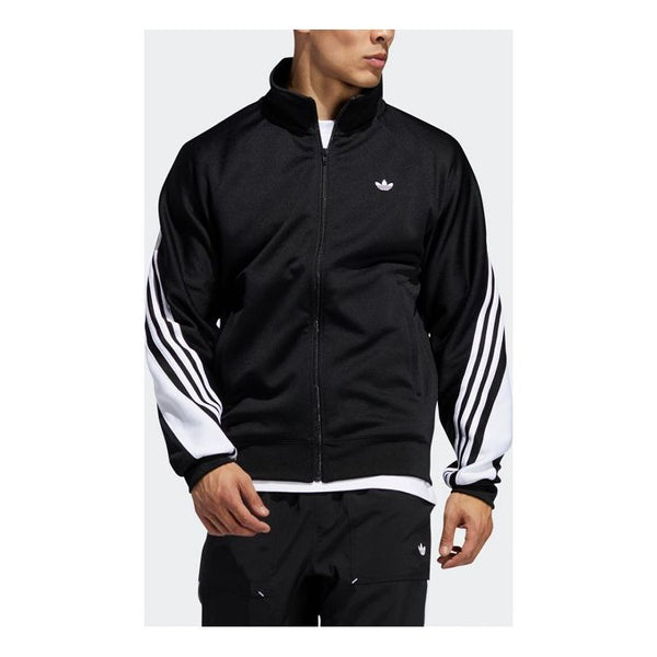 Куртка adidas originals 3stripe Wrap Tt Embroidered Logo Stand Collar Sports Jacket Black, черный