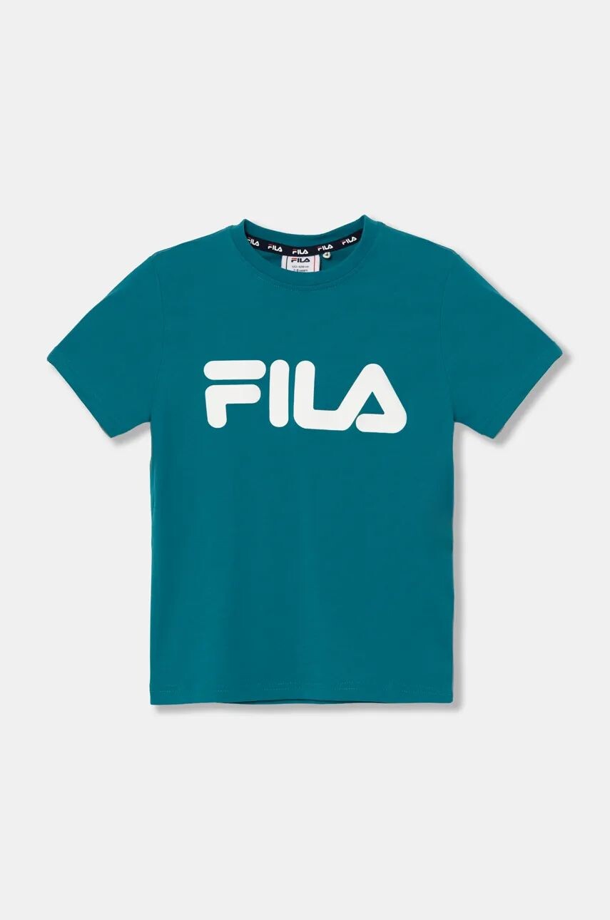 

Детская хлопковая футболка Fila, бирюзовый