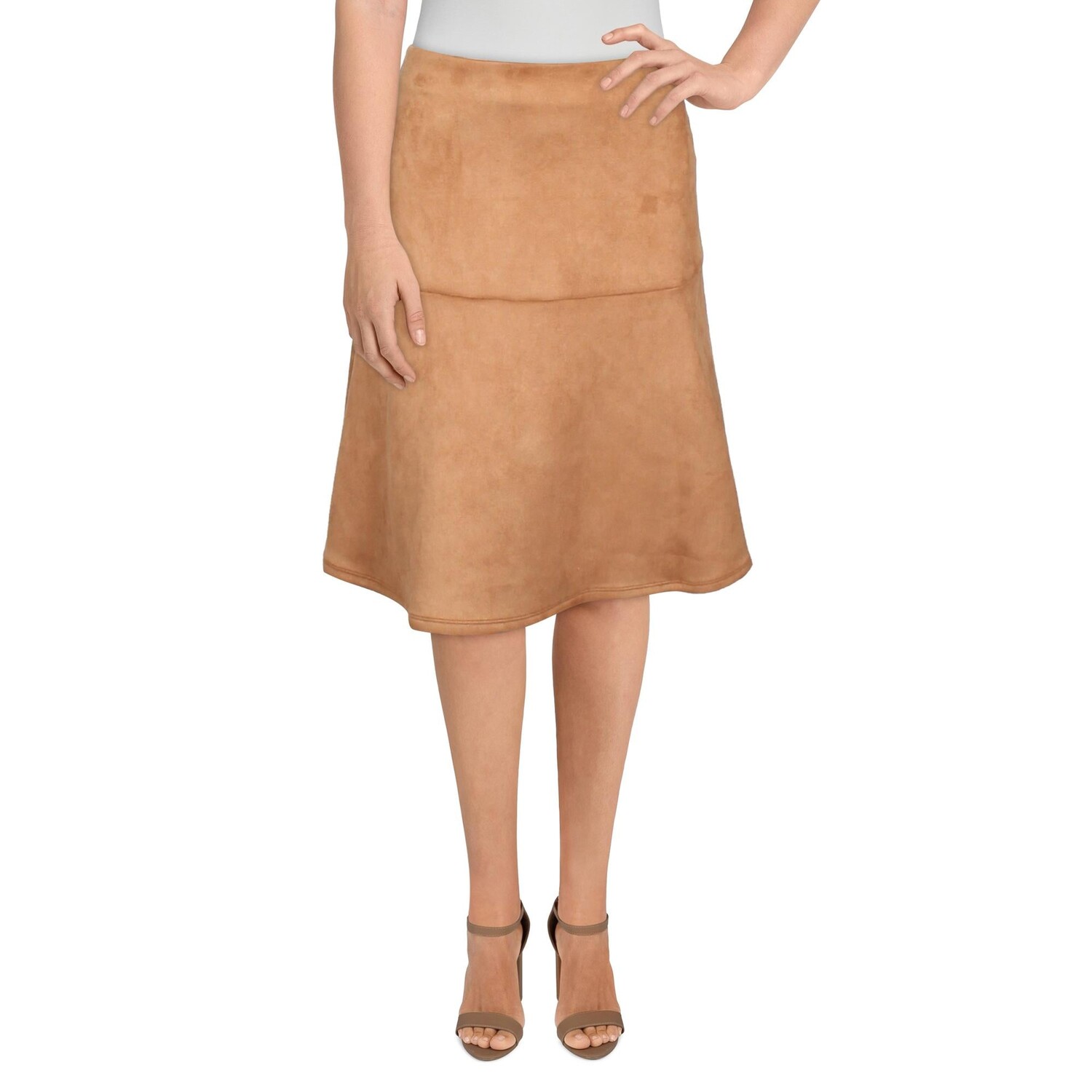 

Женская юбка-трапеция миди из искусственной замши Anne Klein, цвет Vicuna