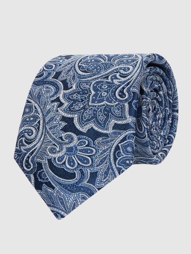 галстук бабочка подиум белая с узором пейсли Шелковый галстук (7 см) Willen, синий