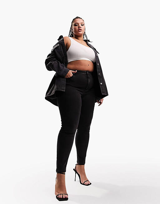 

Черная джинсовая куртка оверсайз ASOS DESIGN Curve, Черный