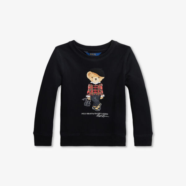 

Толстовка из смесового хлопка с принтом медведя для девочек-поло Polo Ralph Lauren, черный