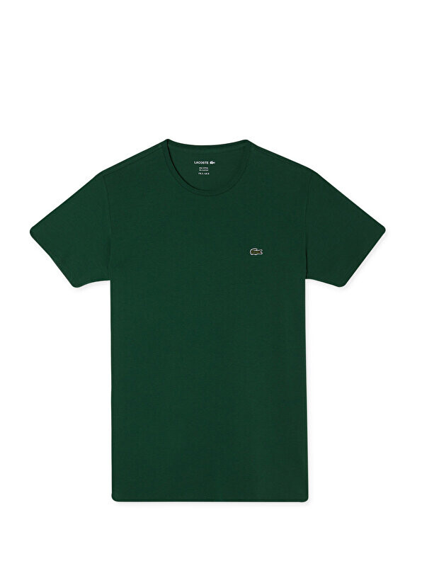 

Зеленая мужская футболка slim fit с круглым вырезом Lacoste, Зеленый