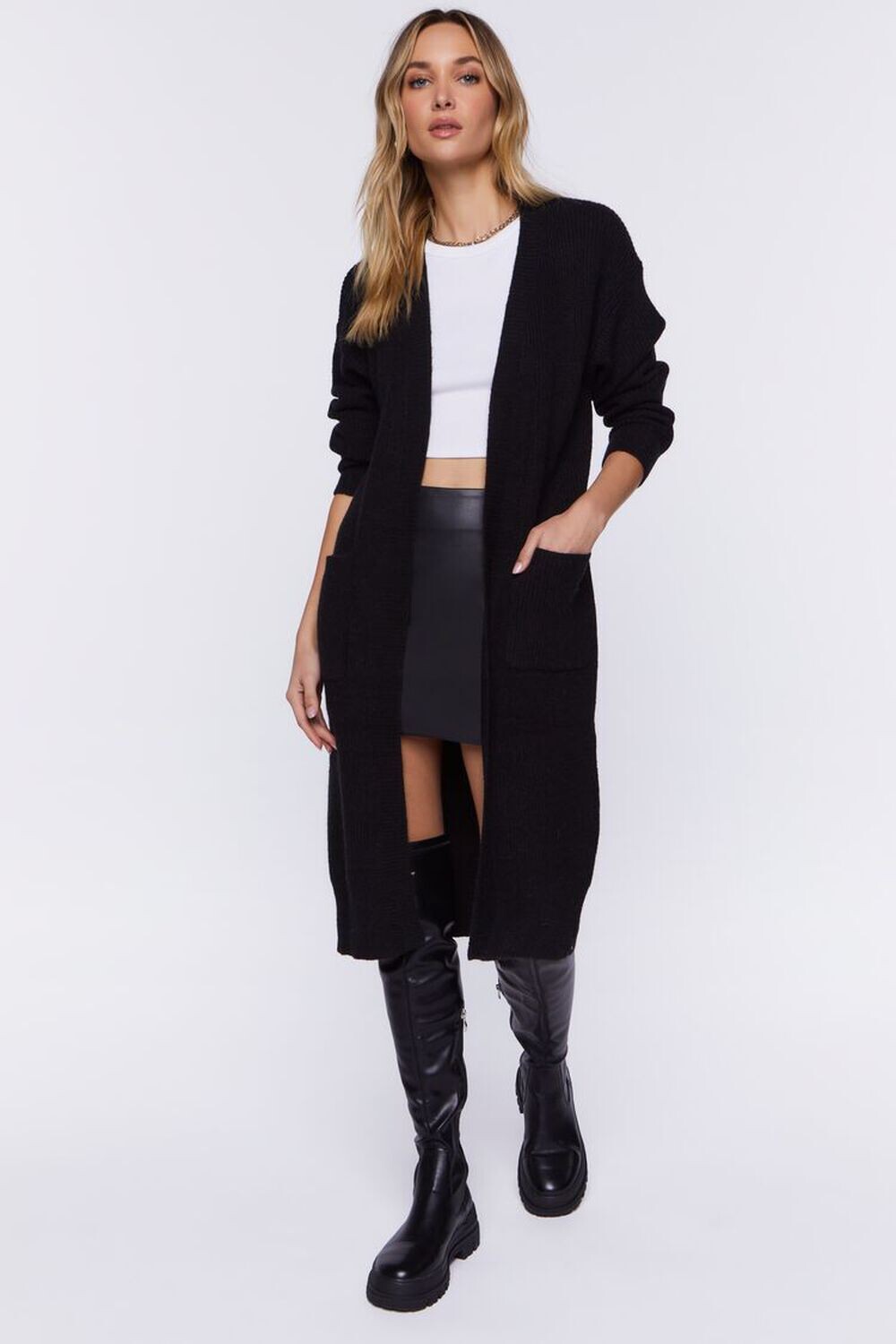 

Удлиненный кардиган с открытым передом Forever 21, черный