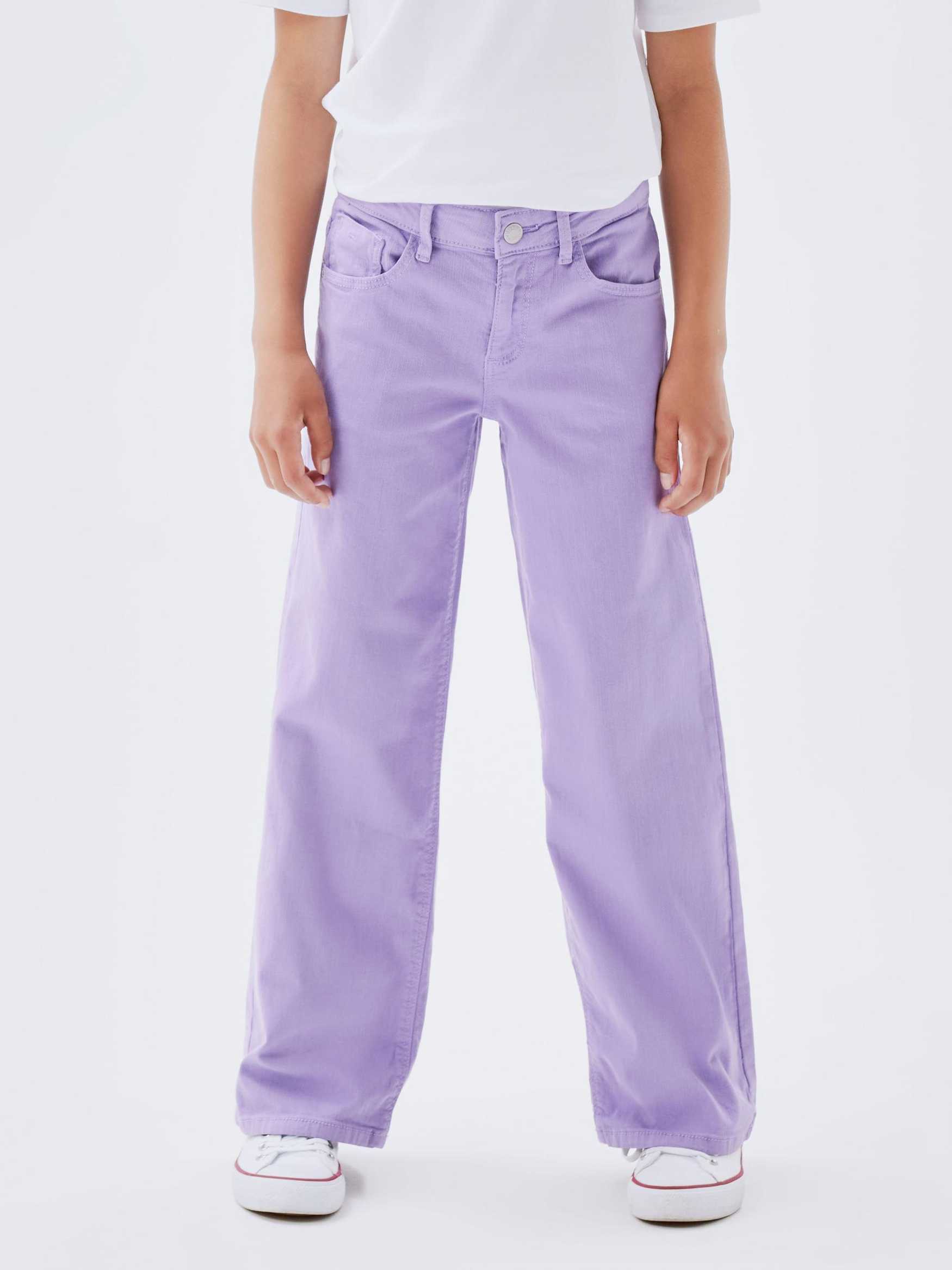 цена Тканевые брюки name it Weite Denim Twill Stoff Dad Jeans NKFROSE, фиолетовый