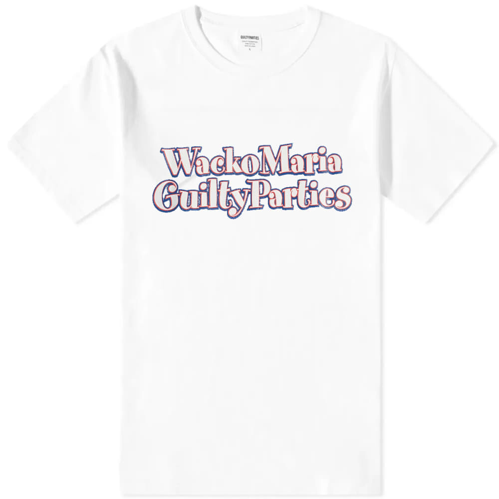 

Мытая тяжелая футболка для экипажа Wacko Maria Type 1, белый