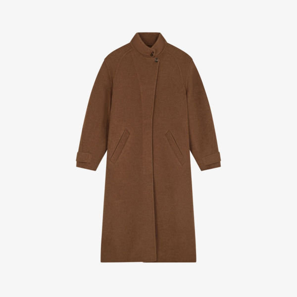 Пальто Vancouver с высоким воротником из смесовой шерсти Soeur, цвет chesnut