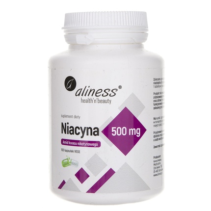 цена Ниацин никотинамид 500 мг 100 капсул, Aliness