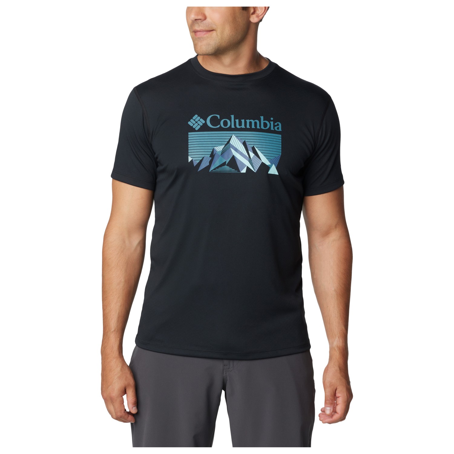 Функциональная рубашка Columbia Zero Rules Graphic Shirt S/S, цвет Black/Fractal Peaks