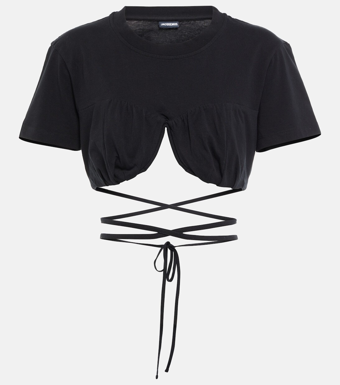 

Le T-shirt Baci укороченный топ из хлопка JACQUEMUS, черный
