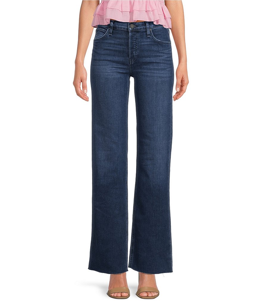 цена Джинсы Hudson Джинсы с высокой посадкой и широкими штанинами в полный рост Rosie Jeans Hudson Jeans, синий